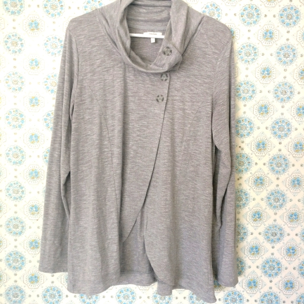 Maurices L Woman's cardigan button top cowl neck